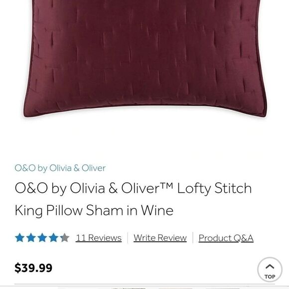 New Olivia & Oliver Red Wine Sateen Quilted Shams Size King - Picture 6 of 8